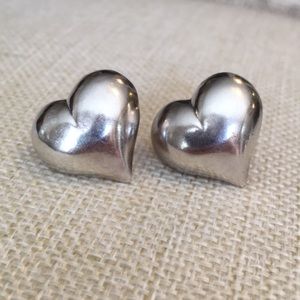 Vintage Sterling Silver Heart Stud Earrings